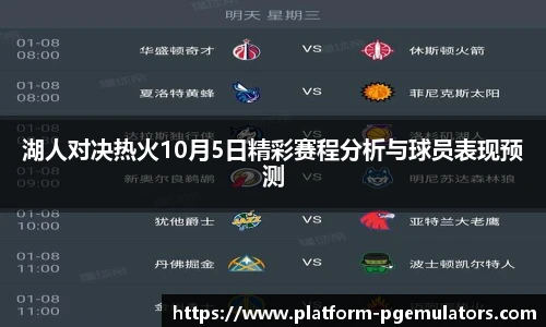 湖人对决热火10月5日精彩赛程分析与球员表现预测